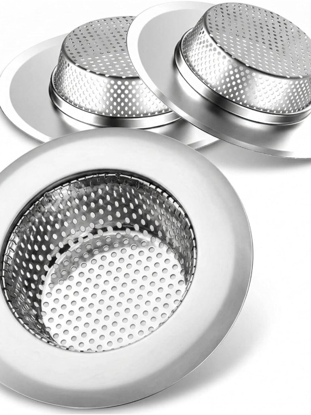 3-Pack Kitchen Sink Strainer, Stainless Steel Drain Filter with Large 4.5" Wide